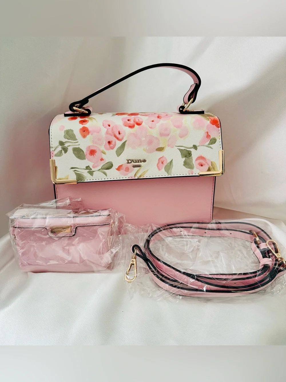 Dune London Floral Top Handle Crossbody Handbag w/ Matching Wallet
